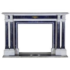 19th Century Blue and white statuary antique fireplace surround mantel 10