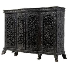19th Century Carved Rosewood Anglo Indian Cabinet