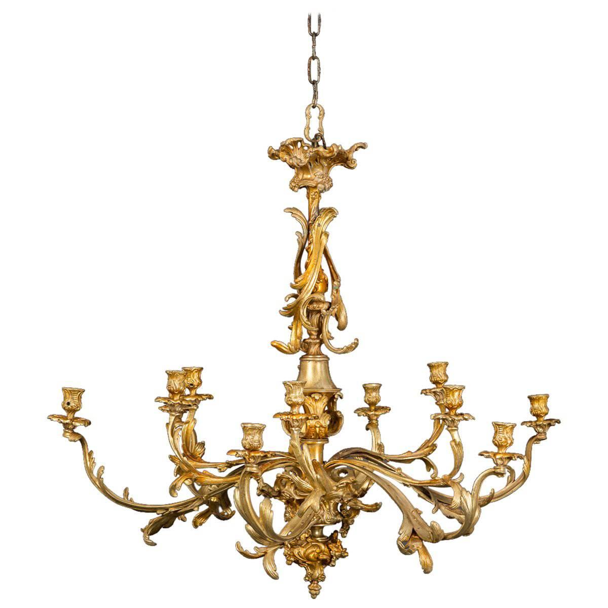 Chandelier French Large Brass 19th Century, France