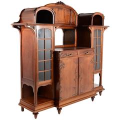 French Art Nouveau Sideboard in Solid Mahogany, circa 1910 