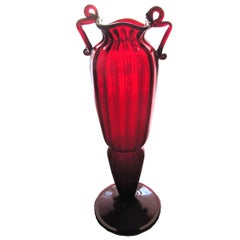 Antique Vase Made of Blown Glass Ruby Red 