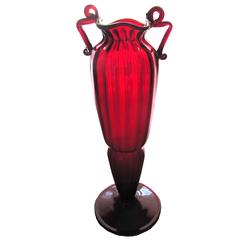 Antique Vase Made of Blown Glass Ruby Red 4