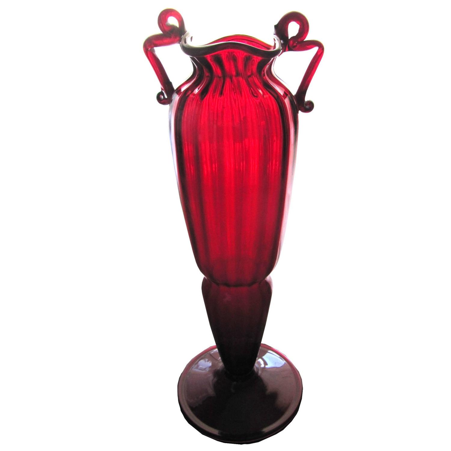 Antique Vase Made of Blown Glass Ruby Red For Sale at 1stdibs