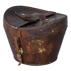 19th Century English Leather Hat Box 