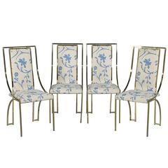 Set of Four Italian Vintage Solid Brass Dining Chairs