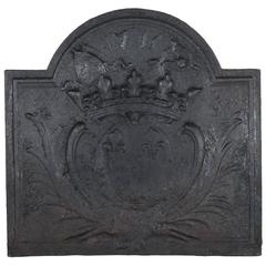 French Louis XIV Fire Back in Solid Cast Iron, circa 1715