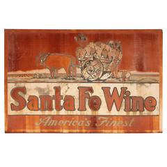 Large Vintage California Sign of Sante Fe Wine Company