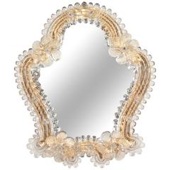 Murano Textured Glass Frame Mirror, 1930s