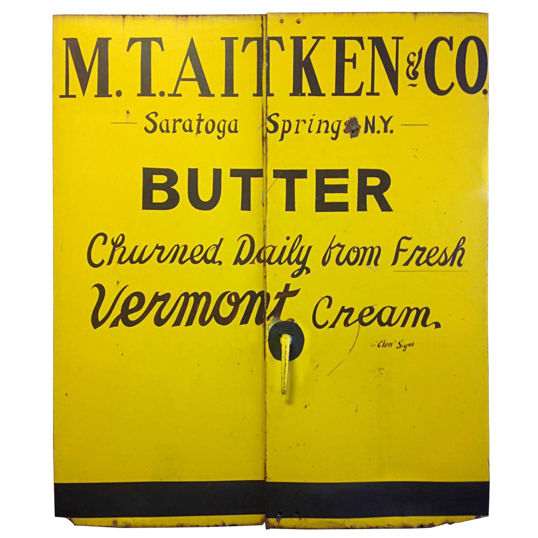 Pair of Steel Painted Doors with Butter Advertising