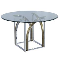 Mid-Century Chrome and Brass Occasional Table