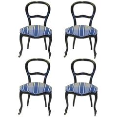 Set of Four Ebonized Italian Side Chairs