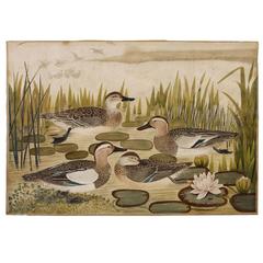 Painting of Ducks on a Pond with Lily Pads