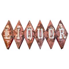 Vintage Large Scale 1960s Steel and Neon 'Liquor' Sign, circa 1960