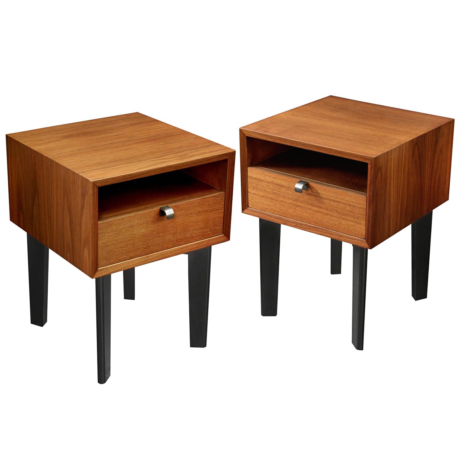 Pair of Cleanline Bedside Tables in Walnut by Nelson at 1stdibs