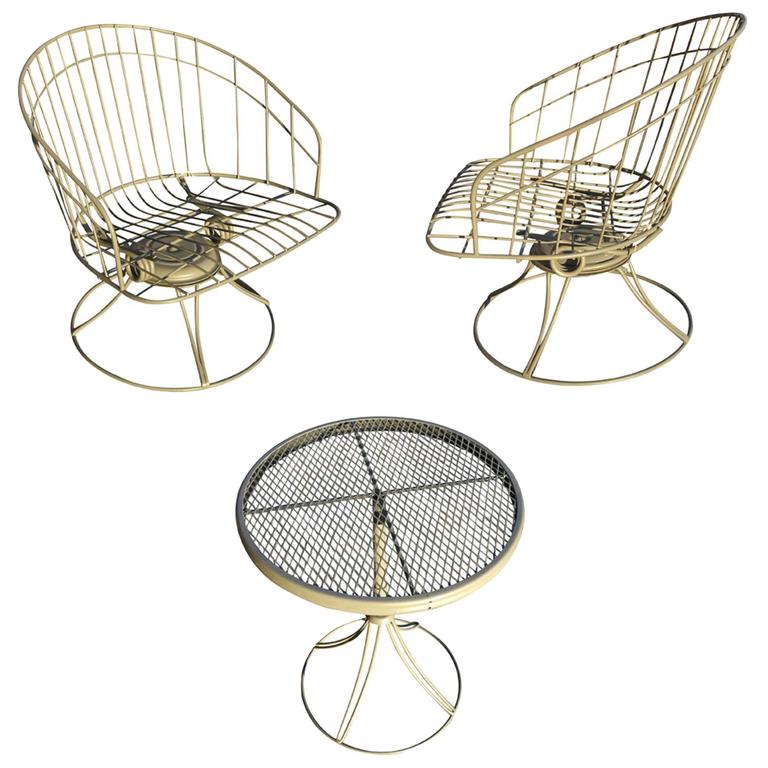 Homecrest Mid Century Wire Barrel Chair And Side Table Set For Homecrest Mid Century Wire Barrel Chair And Side Table Set For