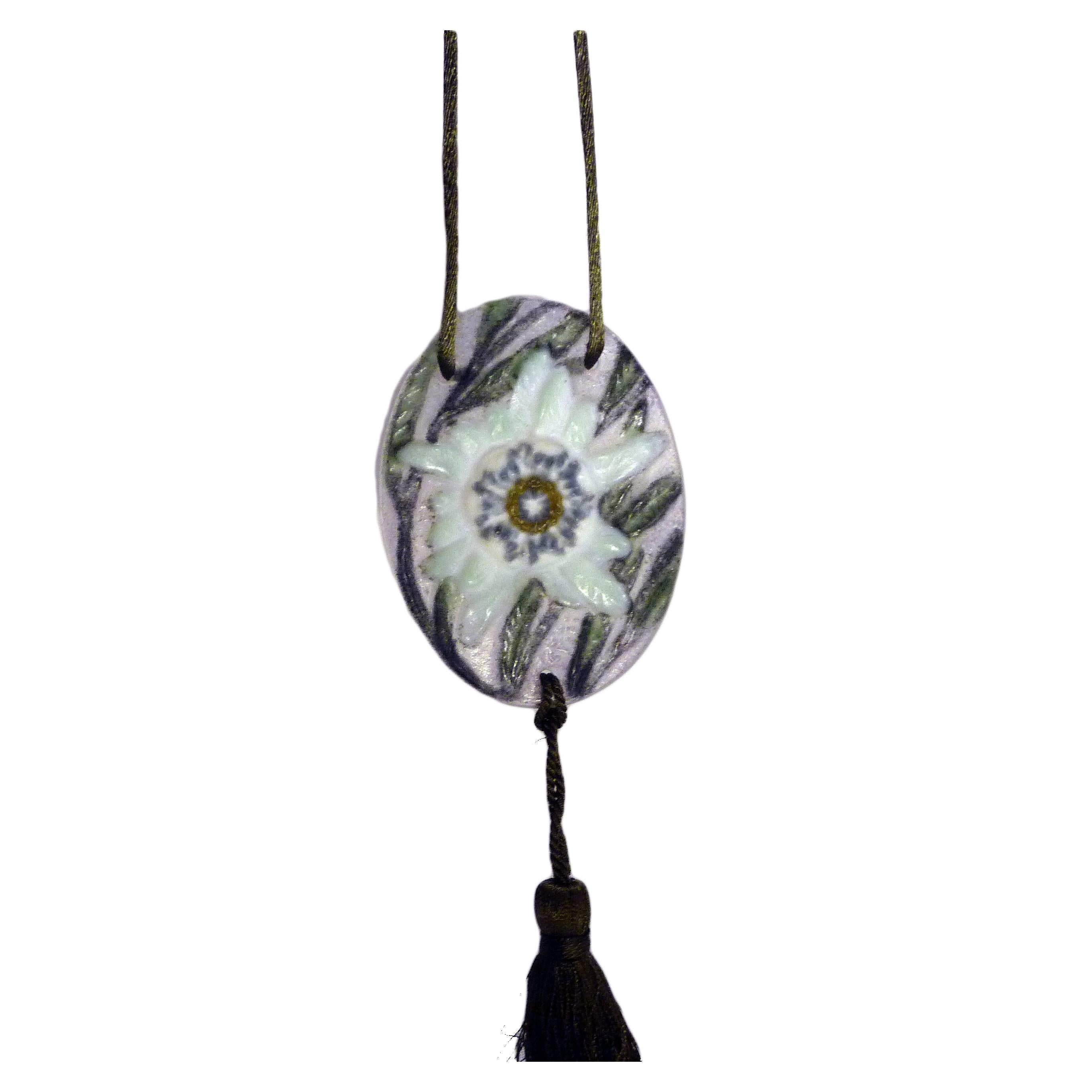 Gabriel-Argy Rousseau, Art Nouveau Pendant "Chardon de Mer" Pate de Verre For Sale