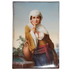 1880 KPM Style Painted Berlin Plaque of Rebecca