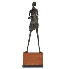 1960s Bronze Abstract Stylish Female Sculpture in the Style of Giacometti