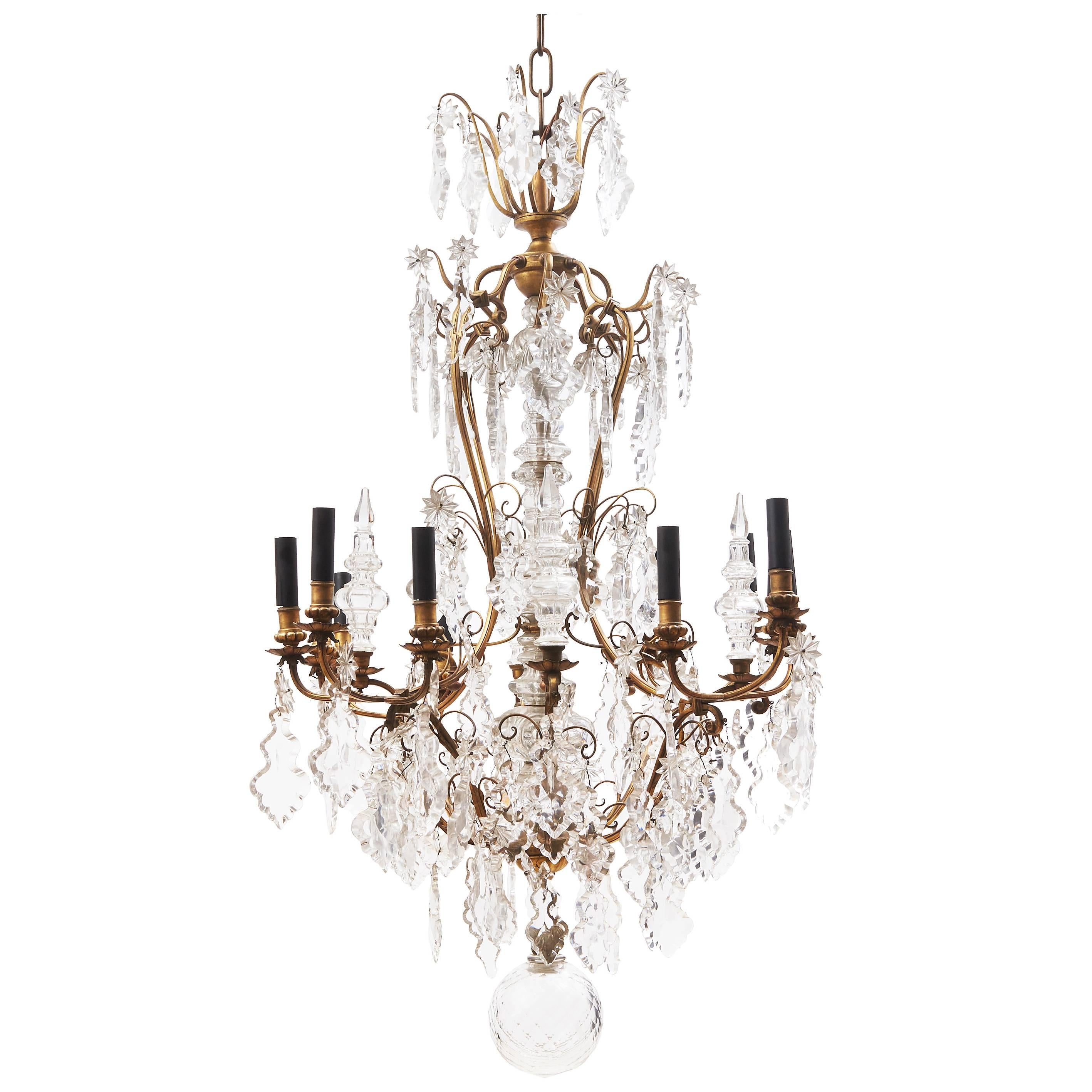 French Louis Philippe Twelve-Arm Gilt Bronze and Crystal Chandelier, circa 1850