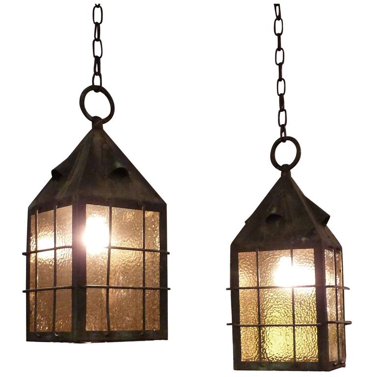 1920s Pair Of Arts And Crafts Copper Lantern Pendant Lights With Crafts Copper Lantern Pendant Lights