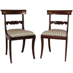 Pair of Philadelphia Carved Mahogany Side Chairs with Gold Stenciled Backs