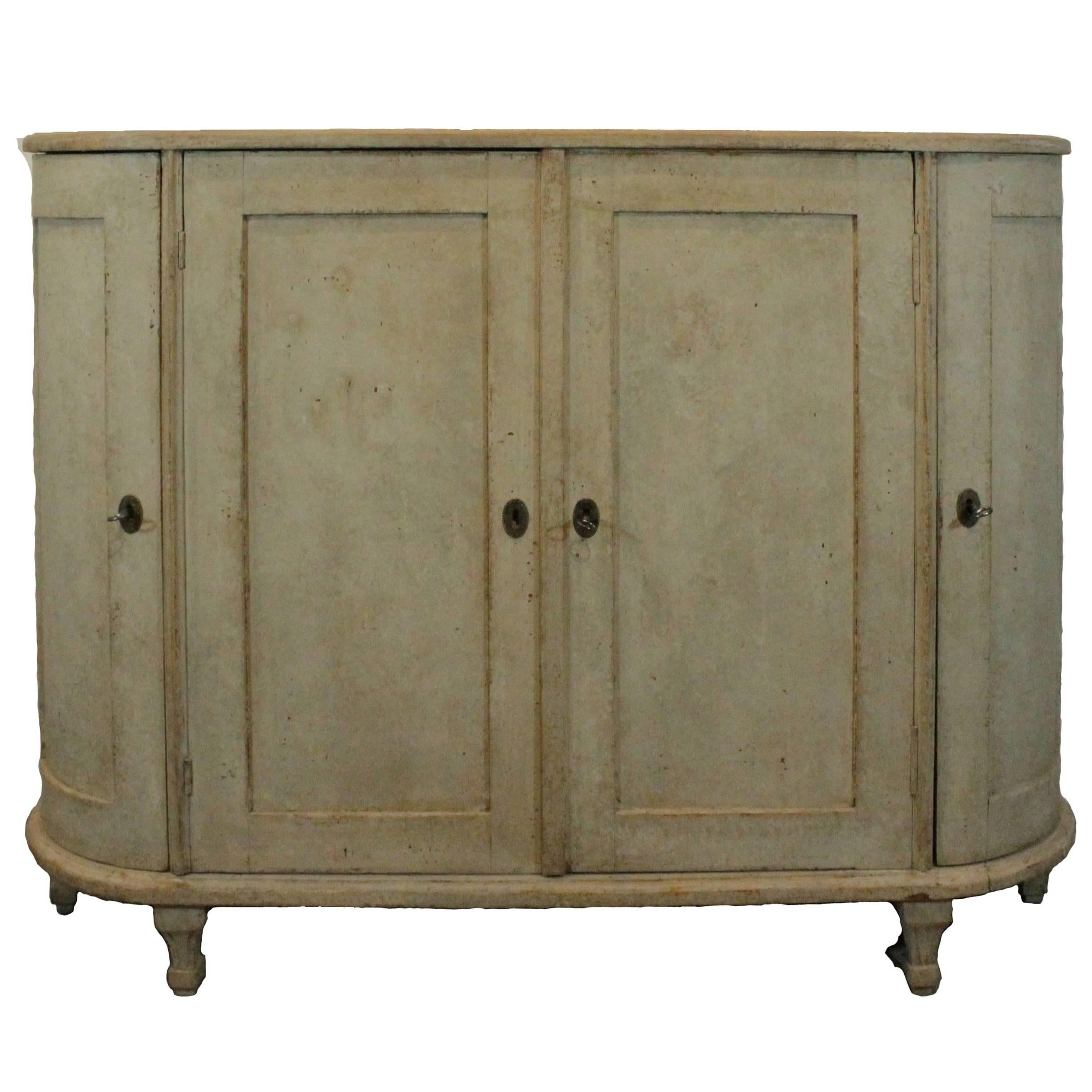 Antique Swedish Sideboard with Curved Sides, Early 19th Century