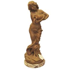 1900 Jouvence by Luca Madrassi Italian Sculpture on Marble Signed and Stamped