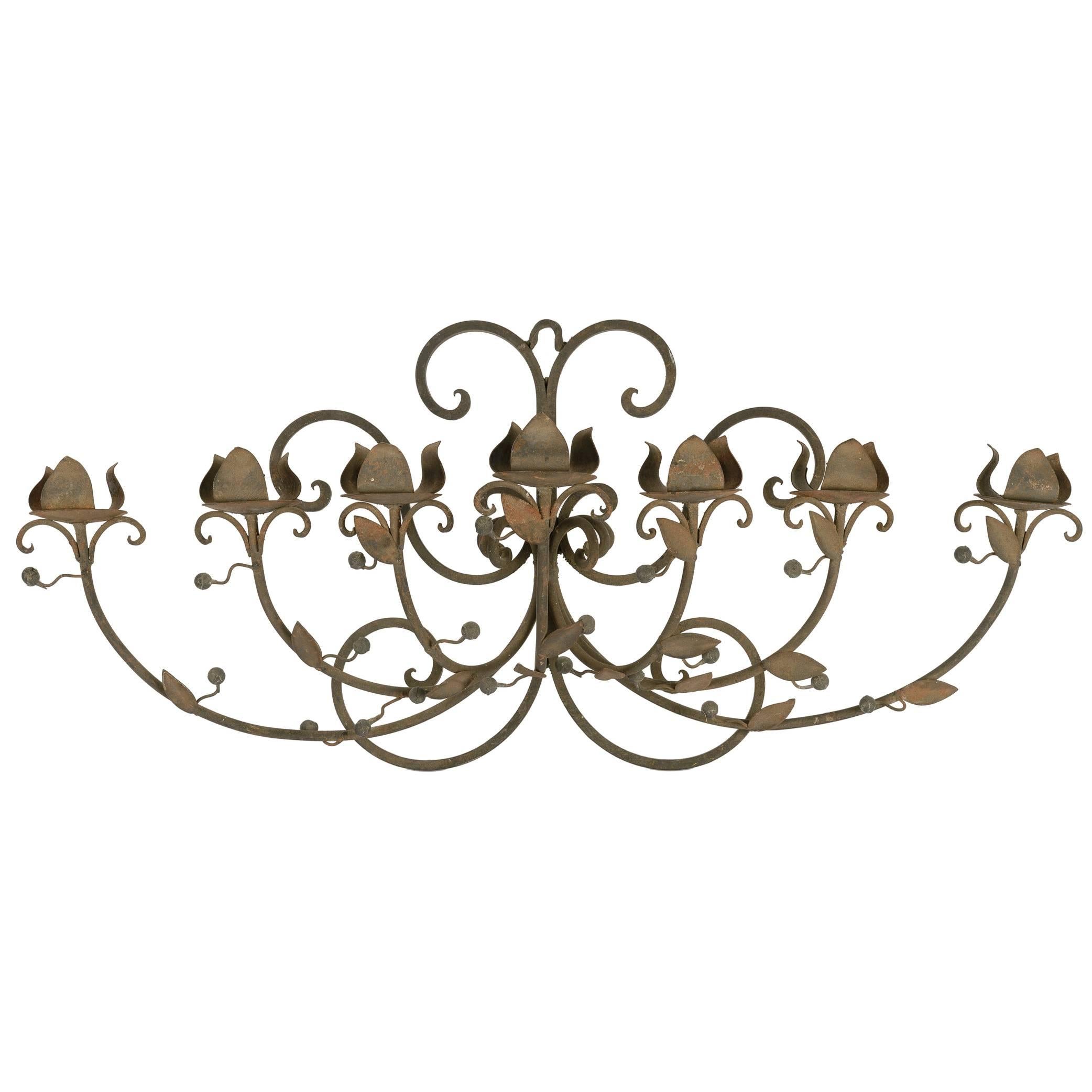 Large 19th Century Forged Iron Sconce For Sale