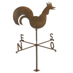 Vintage French Iron and Metal Rooster Weathervane