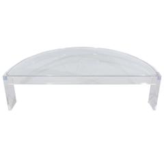1970s Demilune Lucite and Glass Coffee Table 9