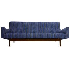 Sleek Jens Risom High Back Sculptural Sofa in Stunning New Upholstery
