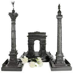 Set of Three French Monuments - Arc De Triomphe, Vendome & July Columns