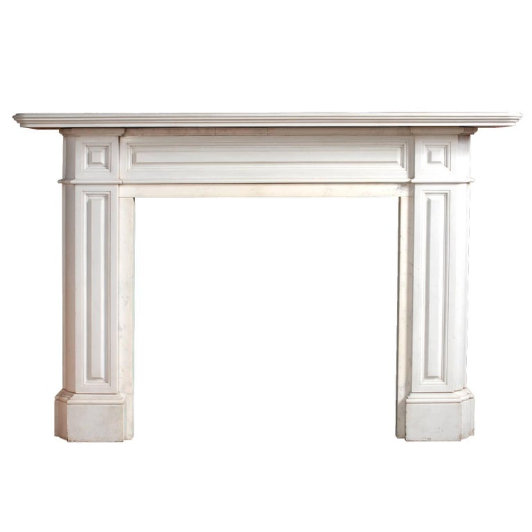 Antique Regency Style Statuary White Marble Fireplace Mantel For