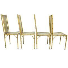 Set of Four Elegant Faux Bamboo Chairs