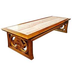 Gilded Hollywood Regency Coffee Table with Marble Top