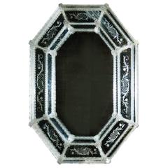 Huge Murano Venetian Octagonal Clear Mirror