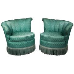 Mirrored Pair of Art Deco Tete-a-Tete Chairs