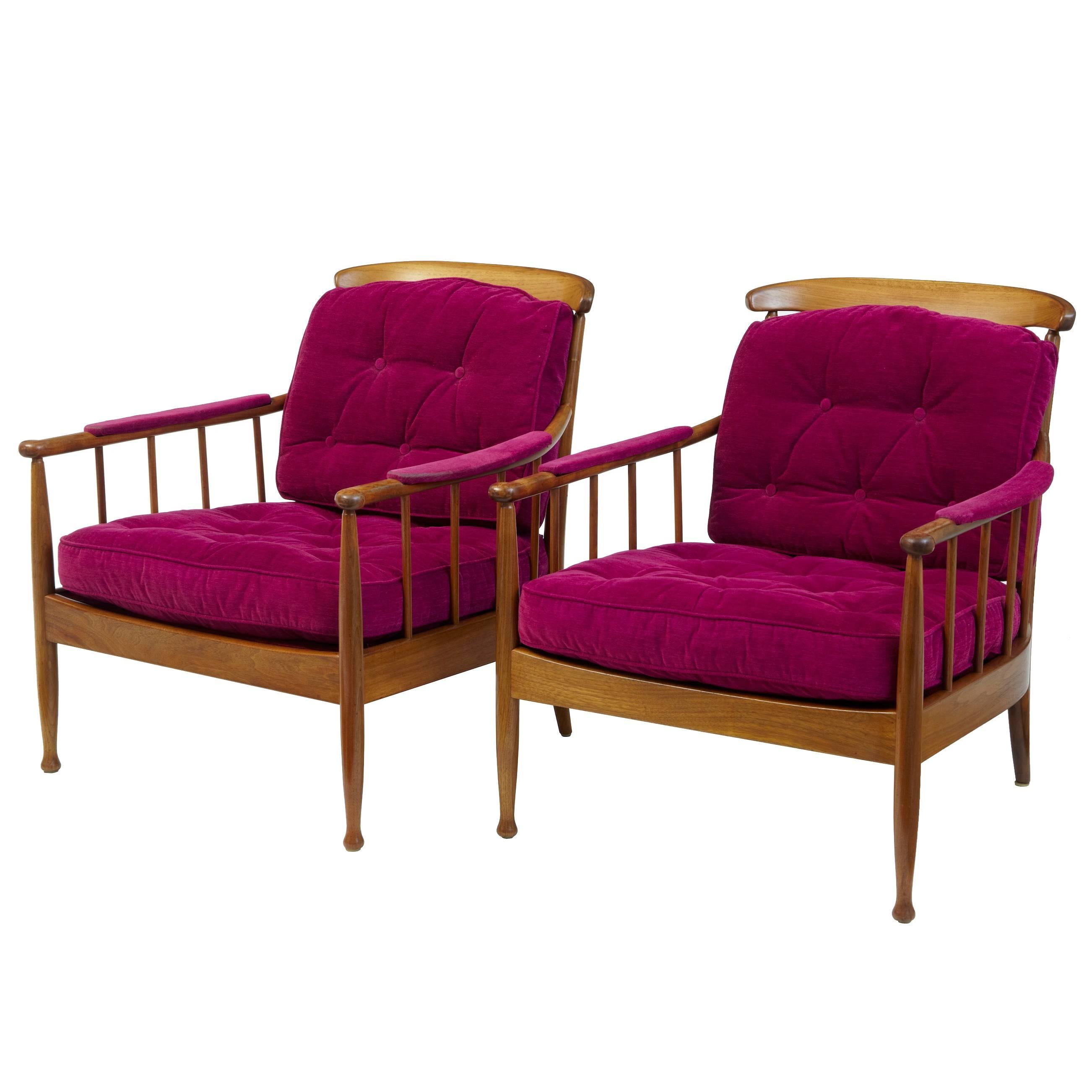 Pair of 1960s, Swedish Walnut Ope Mobler Lounge Chairs