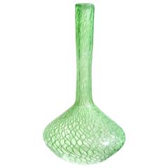 Dino Martens Aureliano Toso Murano Green Ribbons Italian Art Glass Vase