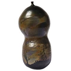 Large and Rare Double-Gourd Vase by Toshiko Takaezu 1
