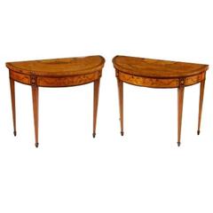 Antique George III Demilune Card Tables in the manner of John Linnell