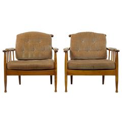Pair of 1960s Swedish Designer Walnut Ope Lounge Chairs