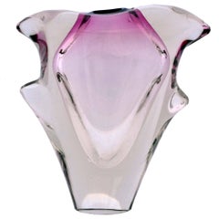 Vintage Flavio Poli Murano Pink and Clear Bud Vase