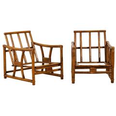 Restored Pair of Vintage Cube Loungers by Ficks Reed