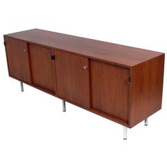 Clean Lined Walnut Credenza designed by Florence Knoll