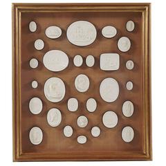 Framed Collection of Thirty 19th Century Italian Grand Tour Plaster Intaglios