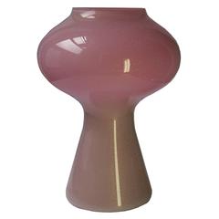 Massimo Vignelli Murano Glass Mushroom Lamp in Pink with Gold Inlay