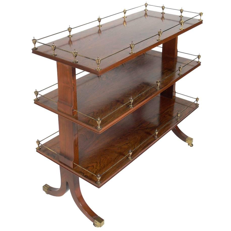 Rosewood and Brass Serving Cart 