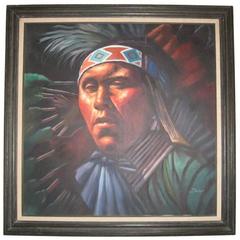 Impressive Native American Oil Painting by Braun 6