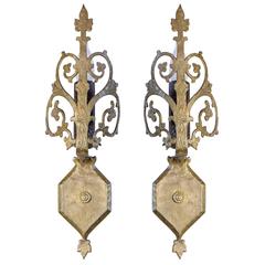 Antique Gothic Revival Beardslee Sconce in Hammered Cast Brass 